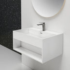 MonBlari XA-G72 Solid Surface Wall-Mounted Basin Bathroom Sink 600mm Side View