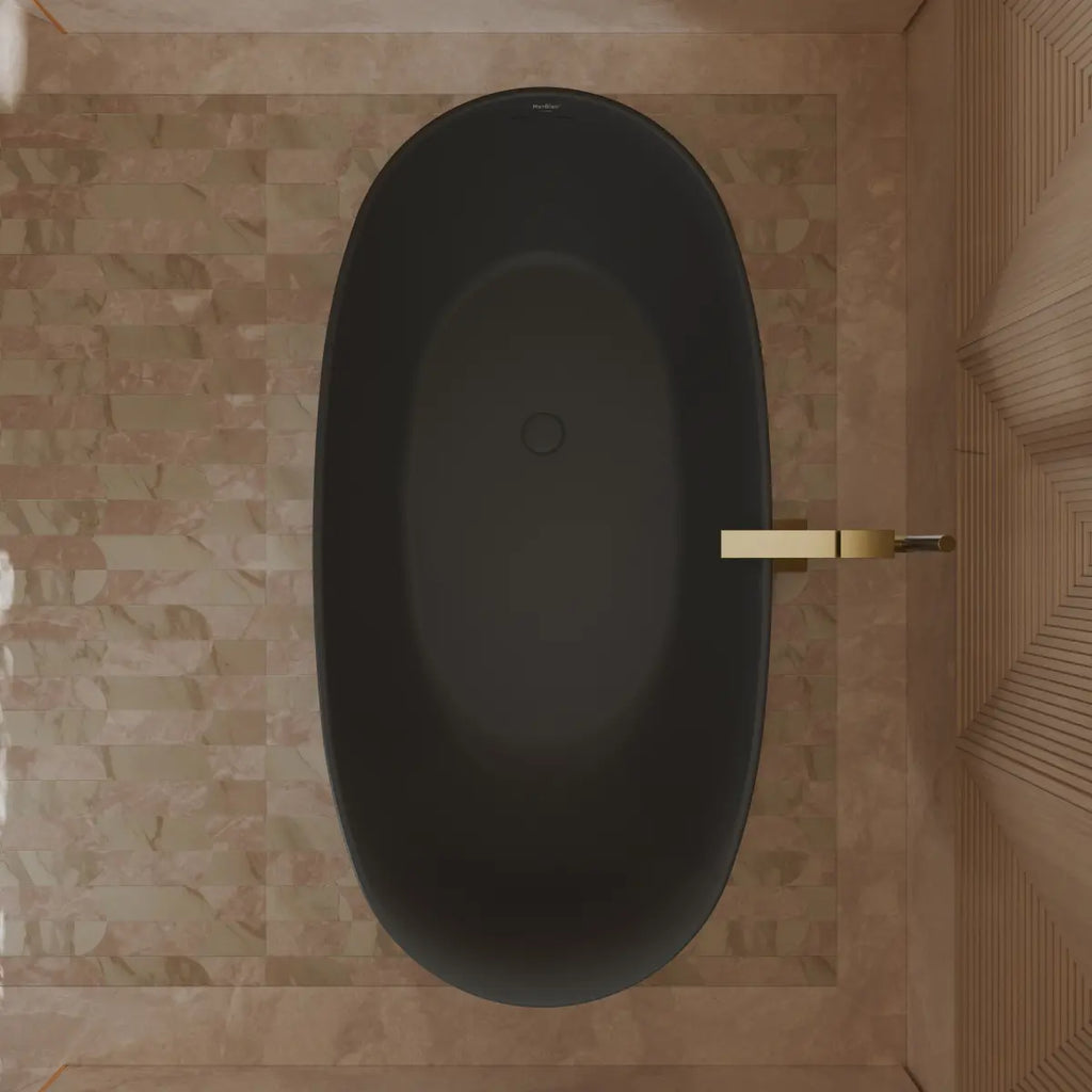 MonBlari XY-1007 Black Acrylic Freestanding Bathtubs Top View Close-up