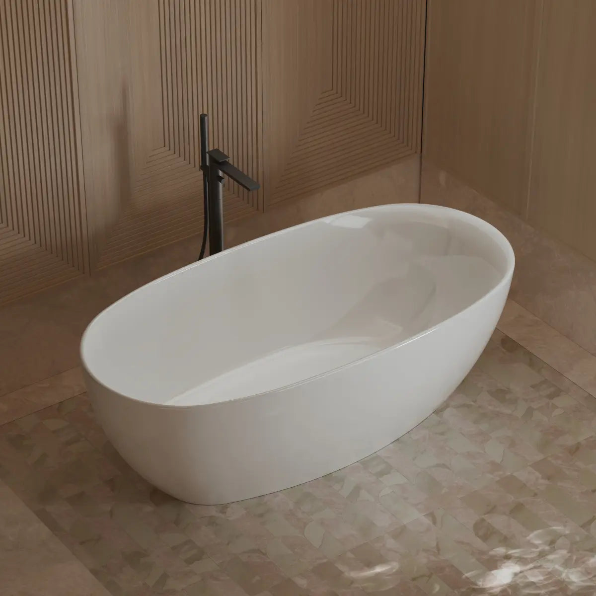 MonBlari XY-1007 White Acrylic Freestanding Bathtub Side Top View