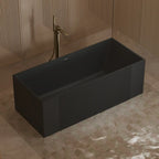 MonBlari XY-2005 Black Freestanding Solid Sueface Bathtub Side Top View