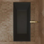 MonBlari XY-2005 Black Freestanding Solid Sueface Bathtub Top View Close-up