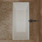 MonBlari XY-2005 White Freestanding Solid Sueface Bathtub Top View Close-up