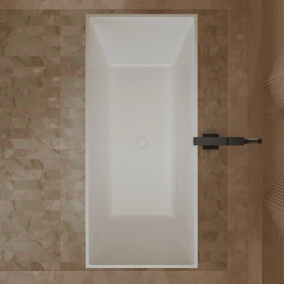 MonBlari XY-2005 White Freestanding Solid Sueface Bathtub Top View Close-up