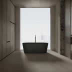 MonBlari Xa-8860 Black Freestanding Solid Surface Bathtub Front View