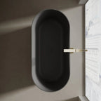 MonBlari Xa-8860 Black Freestanding Solid Surface Bathtub Top View Close-up