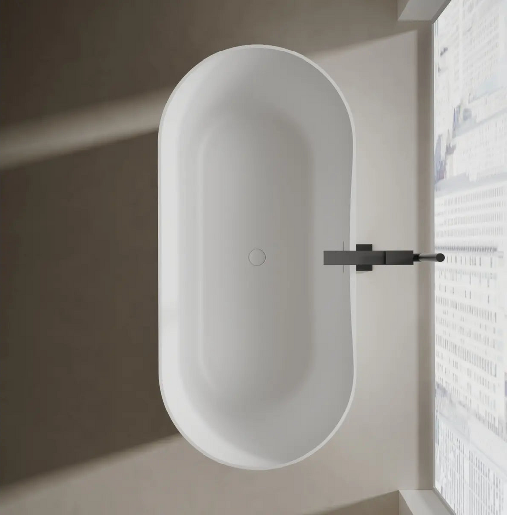 MonBlari Xa-8860 White Freestanding Solid Surface Bathtub Top View Close-up