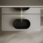 MonBlari Xa-A78 Black Countertop Solid Surface Basin Front Top View Close-up