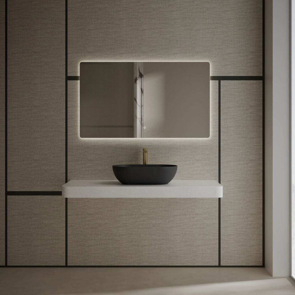 MonBlari Xa-A78 Black Countertop Solid Surface Basin Front View