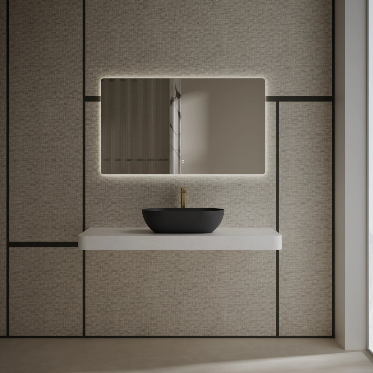 MonBlari Xa-A78 Black Countertop Solid Surface Basin Front View