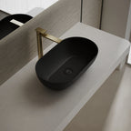 MonBlari Xa-A78 Black Countertop Solid Surface Basin Side Top View Close-up