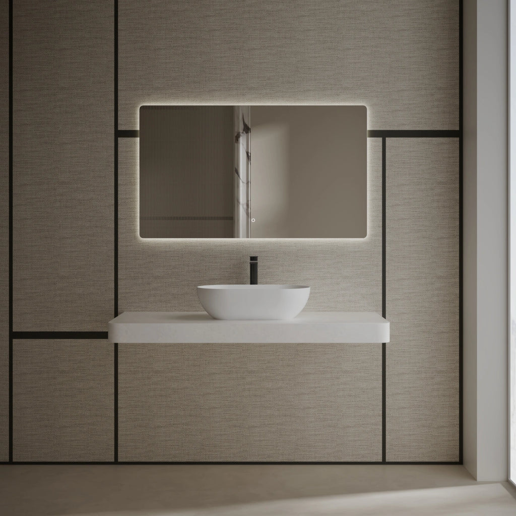 MonBlari Xa-A78 White Countertop Solid Surface Basin Front View