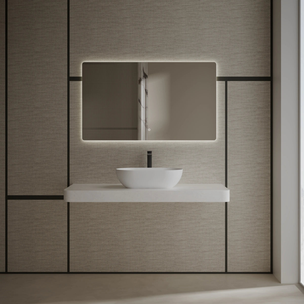 MonBlari Xa-A78 White Countertop Solid Surface Basin Front View