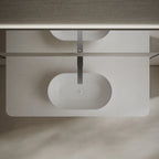 MonBlari Xa-A78 White Countertop Solid Surface Basin Top View Close-up