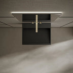 MonBlari Xa-G71 Black Solid Surface Wall-Mount Basin Front Top View Close-up
