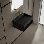 MonBlari Xa-G71 Black Solid Surface Wall-Mount Basin Side View