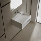 MonBlari Xa-G71 White Solid Surface Wall-Mount Basin Side Top View
