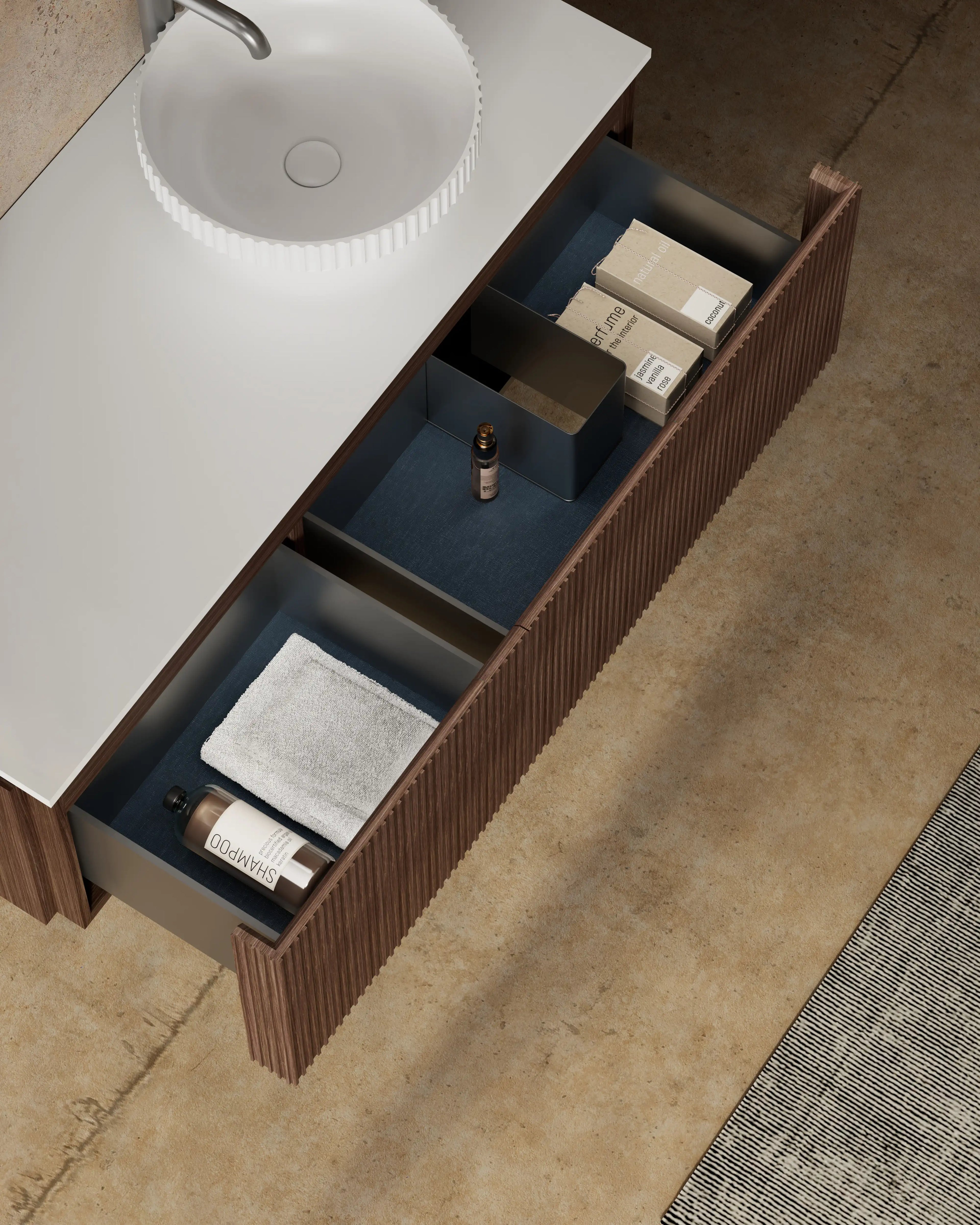 Monblair MW-V0633 vanity units with mirror-1200mm side top view