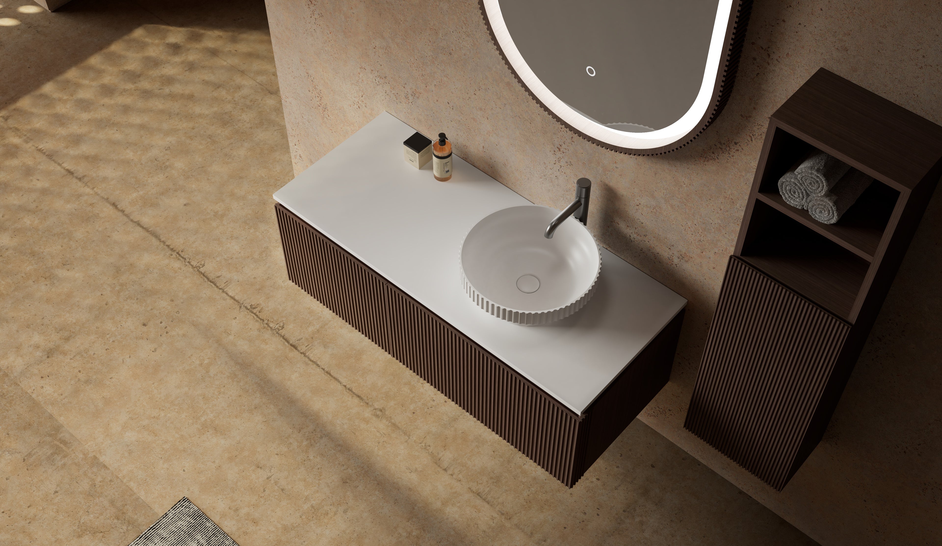 Monblair MW-V0633 vanity units with mirror-1400mm side top view