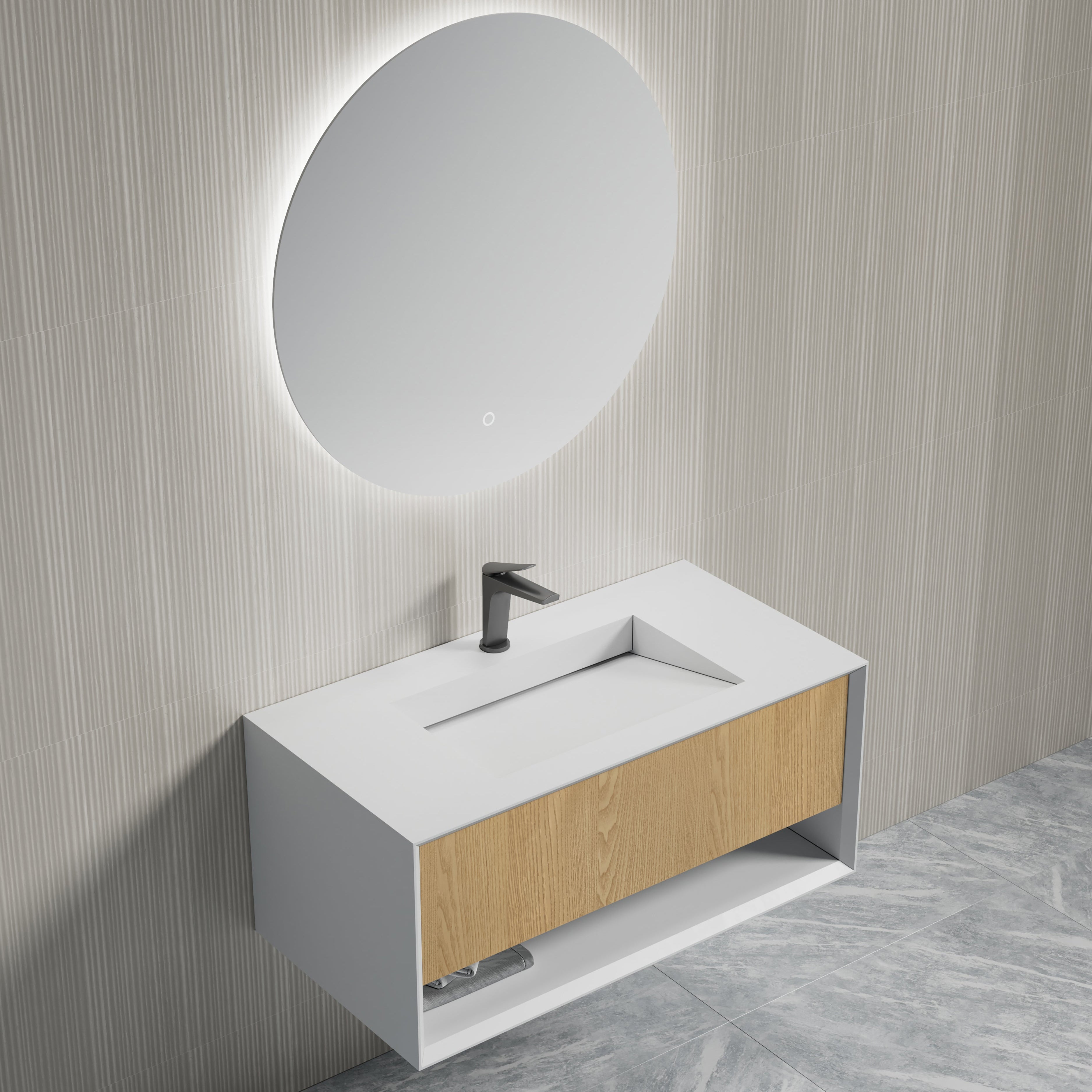 Monblari TW-2500 Vanity Units with Mirror - 800mm Diagonal View Close-up