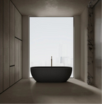 Monblari VENUS Series Black Freestanding Solid Surface Bathtub Front View