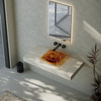 MonBlari MonRO Series Clear Amber Bathroom Vessel Sink