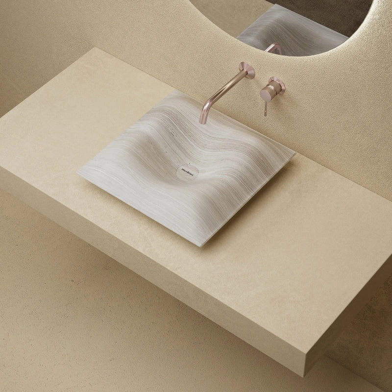 MonBlari MonRO Series Natural Marble Countertop Vessel Washbasin