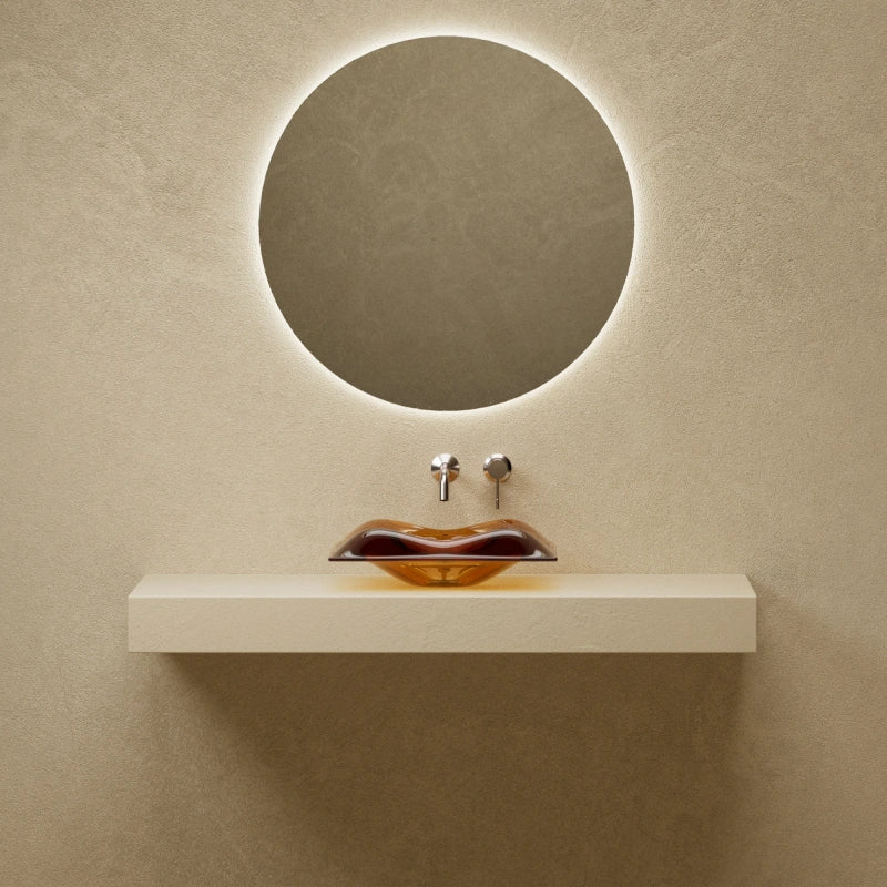 MonBlari MonRO Series Clear Amber Bathroom Vessel Sink