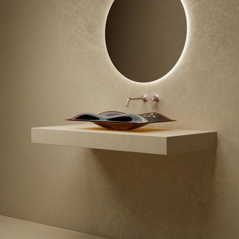 MonBlari MonRO Series Clear Amber Luxury Vessel Bathroom Sink