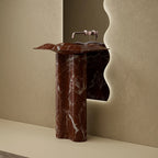 MonBlari MOON Series Rosa Levanto Marble Bathroom Wash Basin Freestanding Pedestal Sink