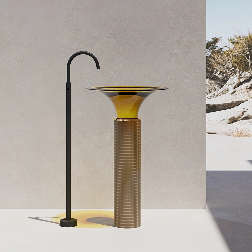 MonBlari SPRING Series Pedestal Basin - Amber Yellow&Plaid Yellow