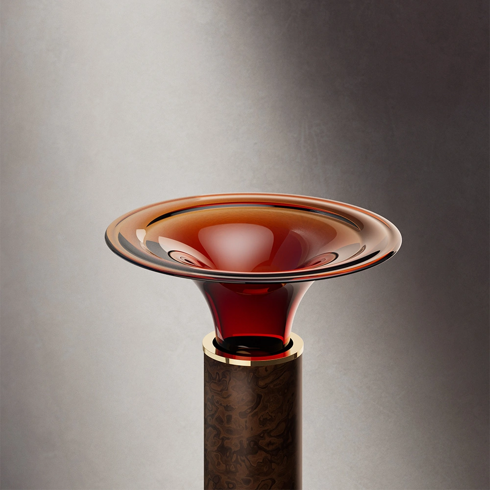 MonBlari SPRING Series Pedestal Basin - Wine Amber&Wood Grain