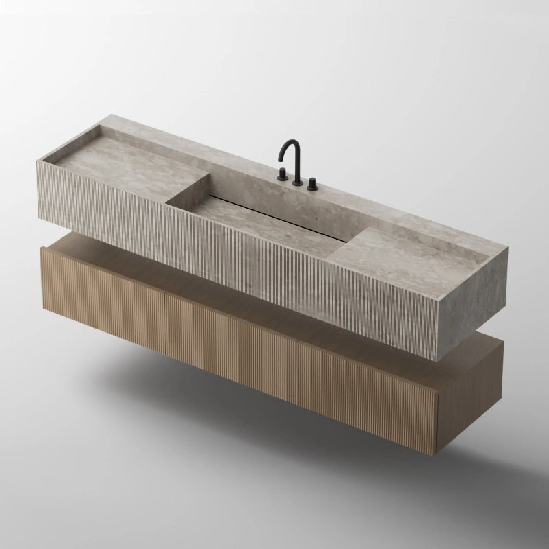 MonBlari City Square Series Modern Floating Montage Marble Storage Vanity Unit for Luxury Bathrooms
