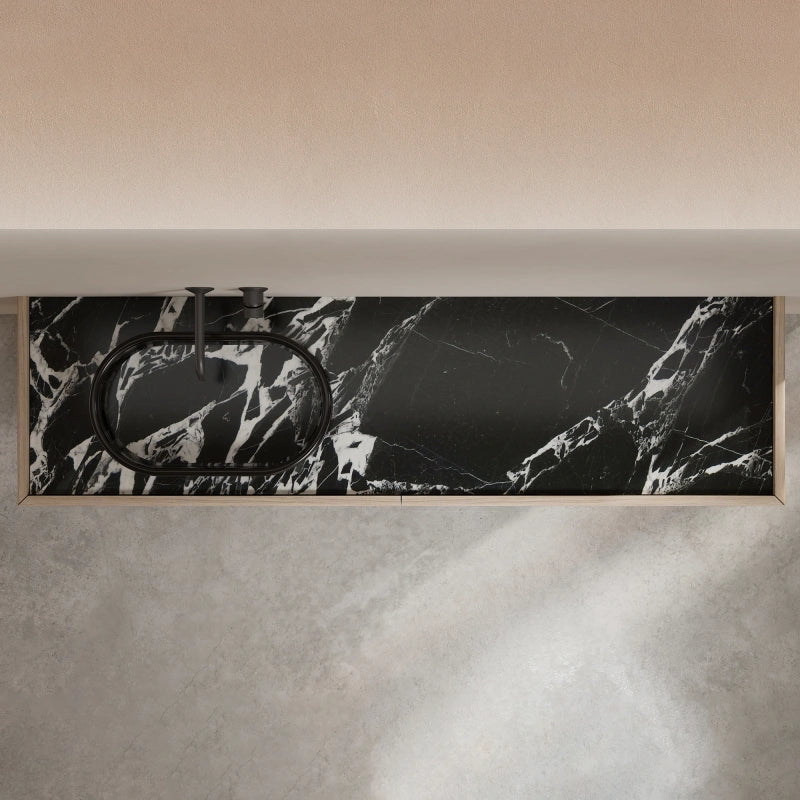 MonBlari STRATA Series Custom Bvlgari Black Marble Single Wall-Hung Vanity Unit