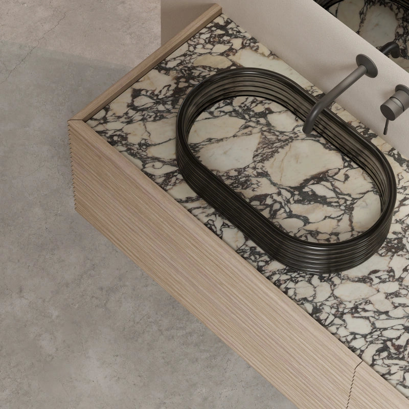 MonBlari STRATA Series Architectural Custom Marble Single Wall-Hung Vanity Set
