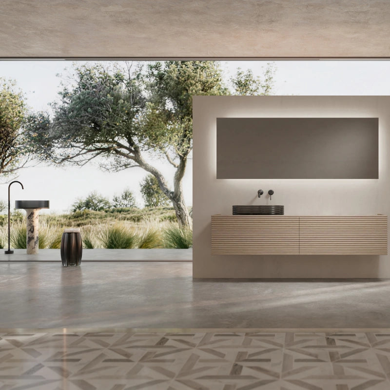 MonBlari STRATA Series Architectural Custom Marble Single Wall-Hung Vanity Set