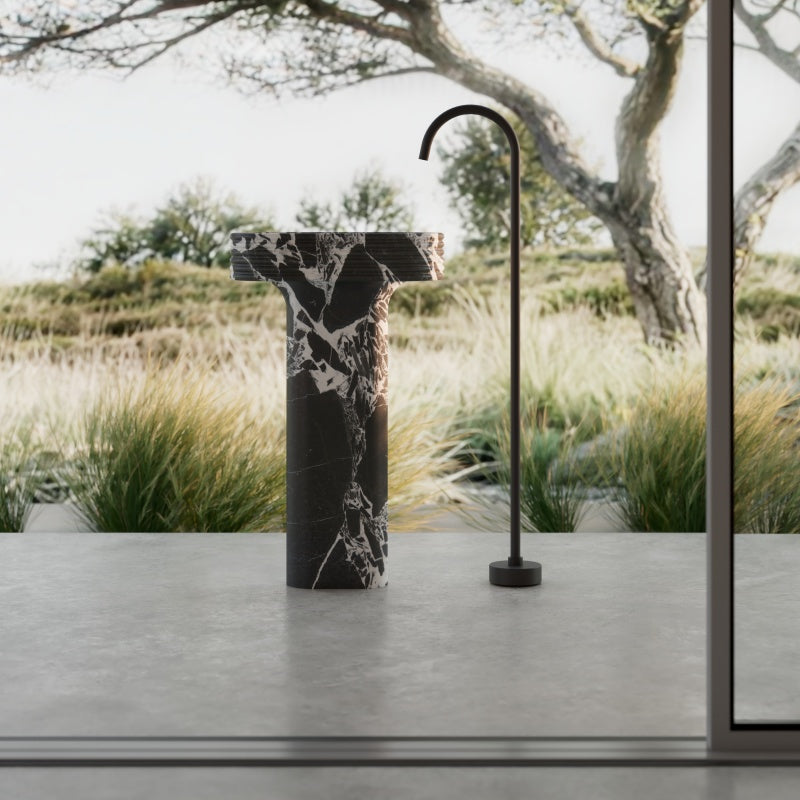MonBlari STRATA Series Marble Bathroom Pedestal Sink