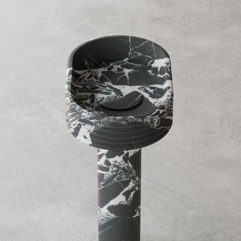 MonBlari STRATA Series Marble Bathroom Pedestal Sink