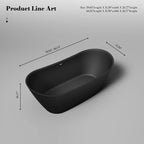 MonBlari TW-6612 Black Acrylic Freestanding Bathtub 1520mm - 1690mm