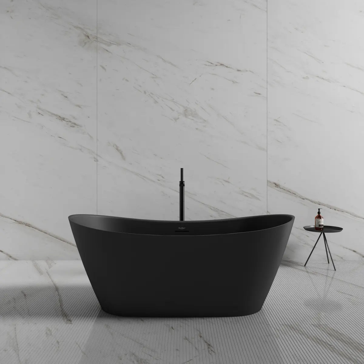 MonBlari TW-6612 Black Acrylic Freestanding Bathtub 1520mm - 1690mm Main image