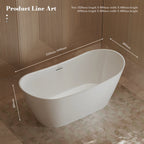 MonBlari TW-6612 White Acrylic Freestanding Bathtub 1520mm - 1690mm