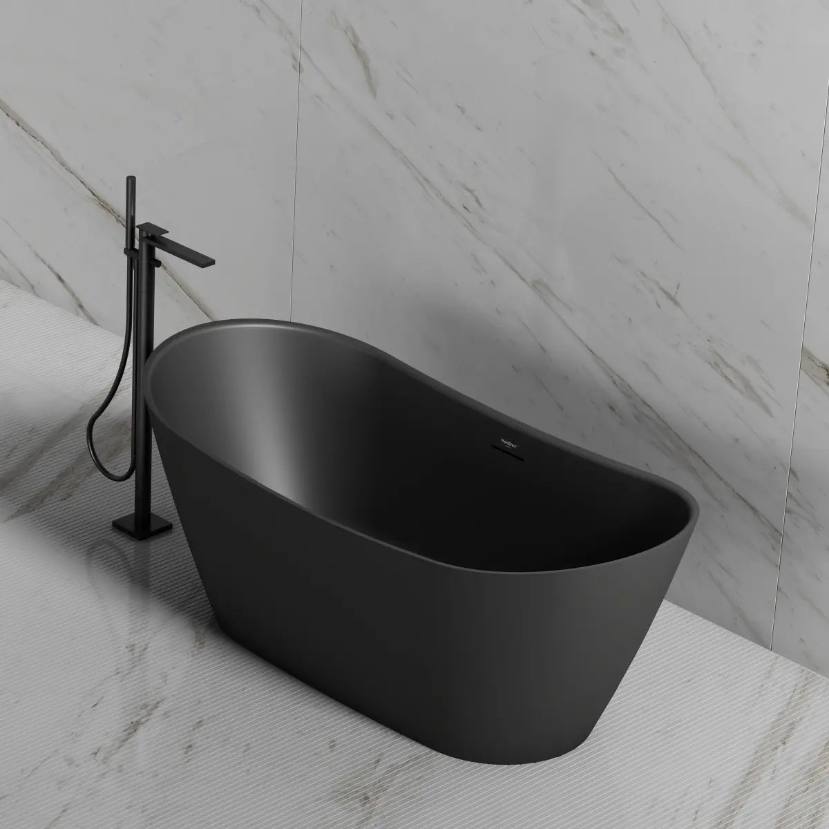 MonBlari TW-6612 Black Acrylic Freestanding Bathtub 1520mm - 1690mm