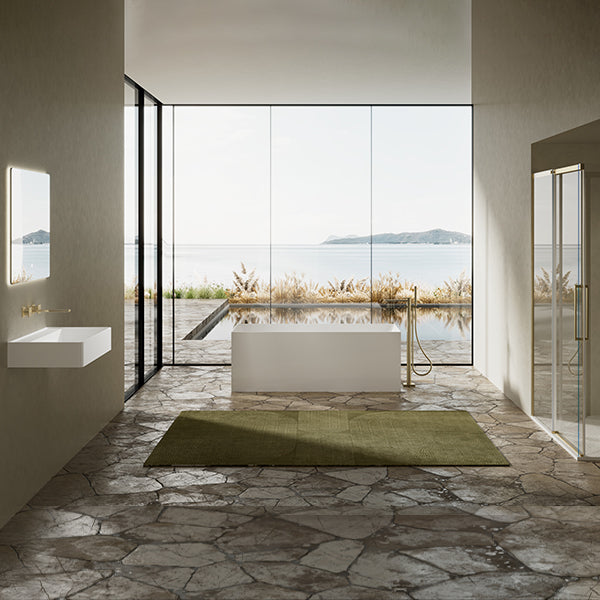 MonBlari TW-6685 Rectangular Acrylic Soaking Tub Freestanding Bathtub