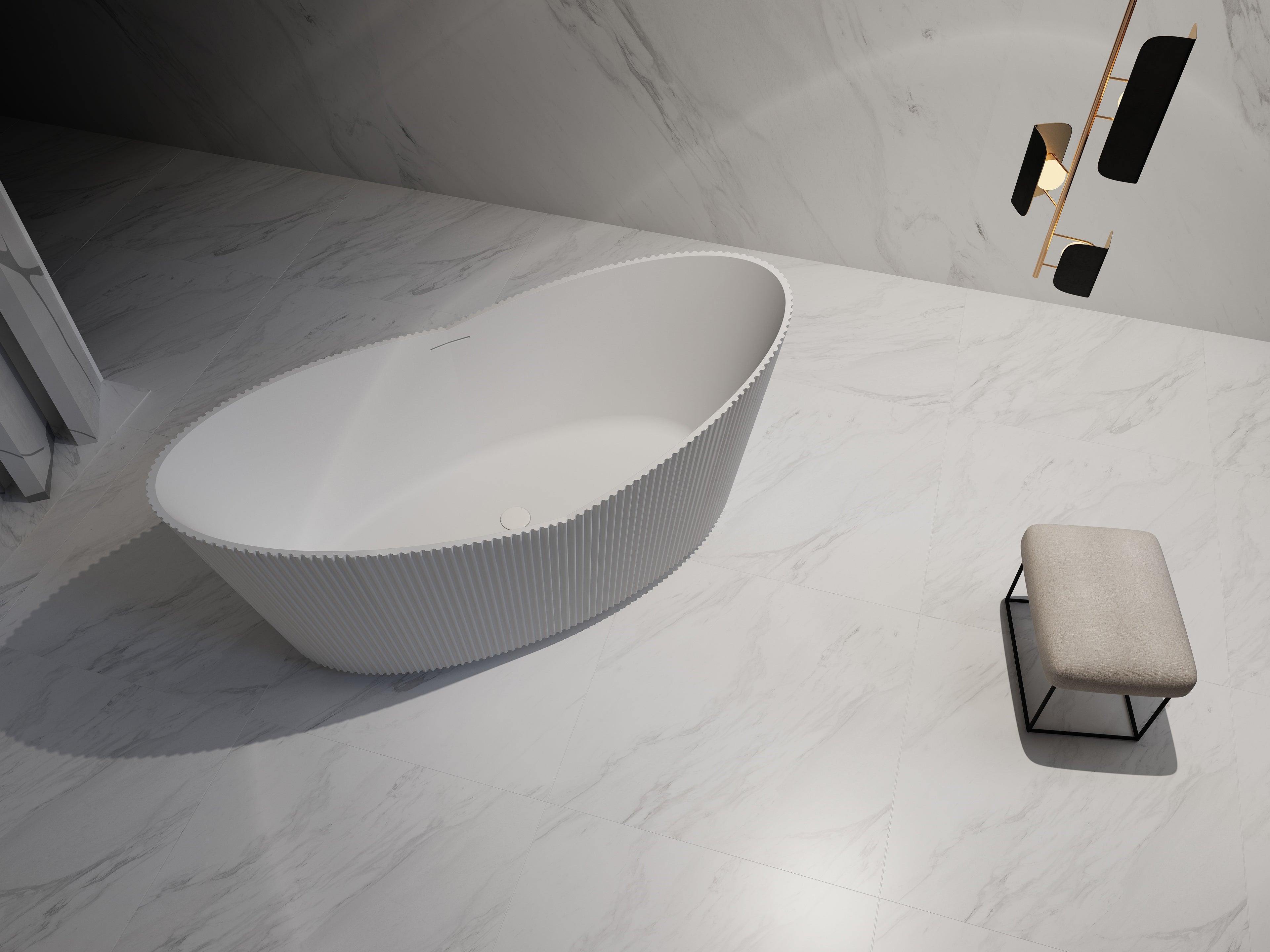 MonBlari TW-7193 Freestanding Bath Diagonal Top View Close-UP