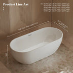MonBlari TW-7506 White Acrylic Freestanding Bathtub 1300mm - 1720mm