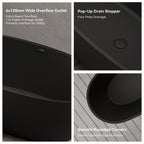 MonBlari TW-7507 Black Acrylic Freestanding Bathtub 1500mm-1700mm