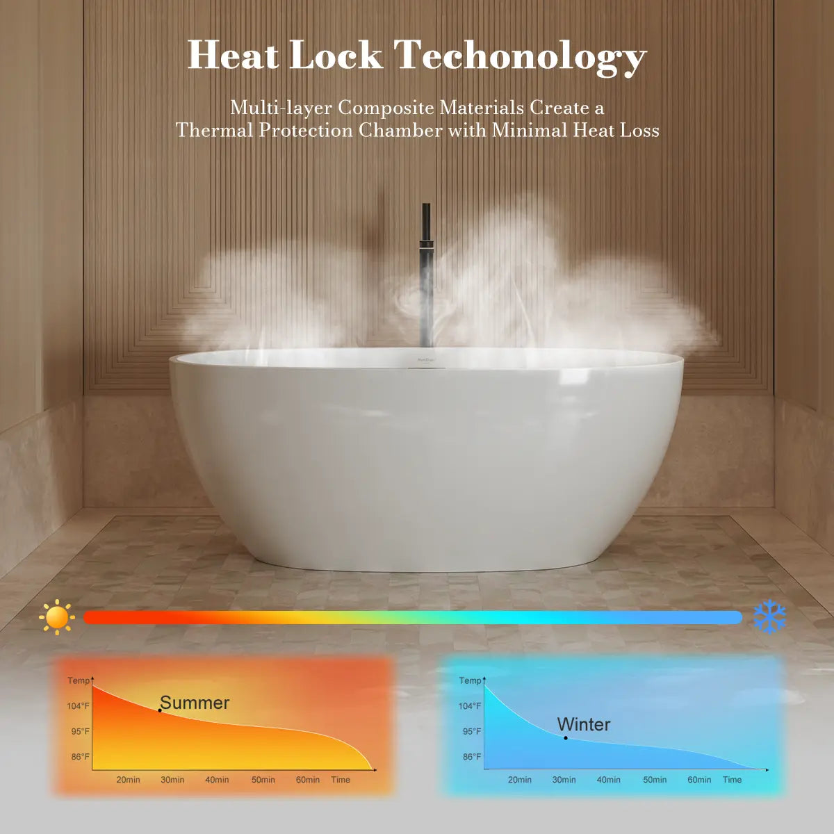 MonBlari TW-7507 Acrylic Freestanding Bathtub 1500mm-1700mm
