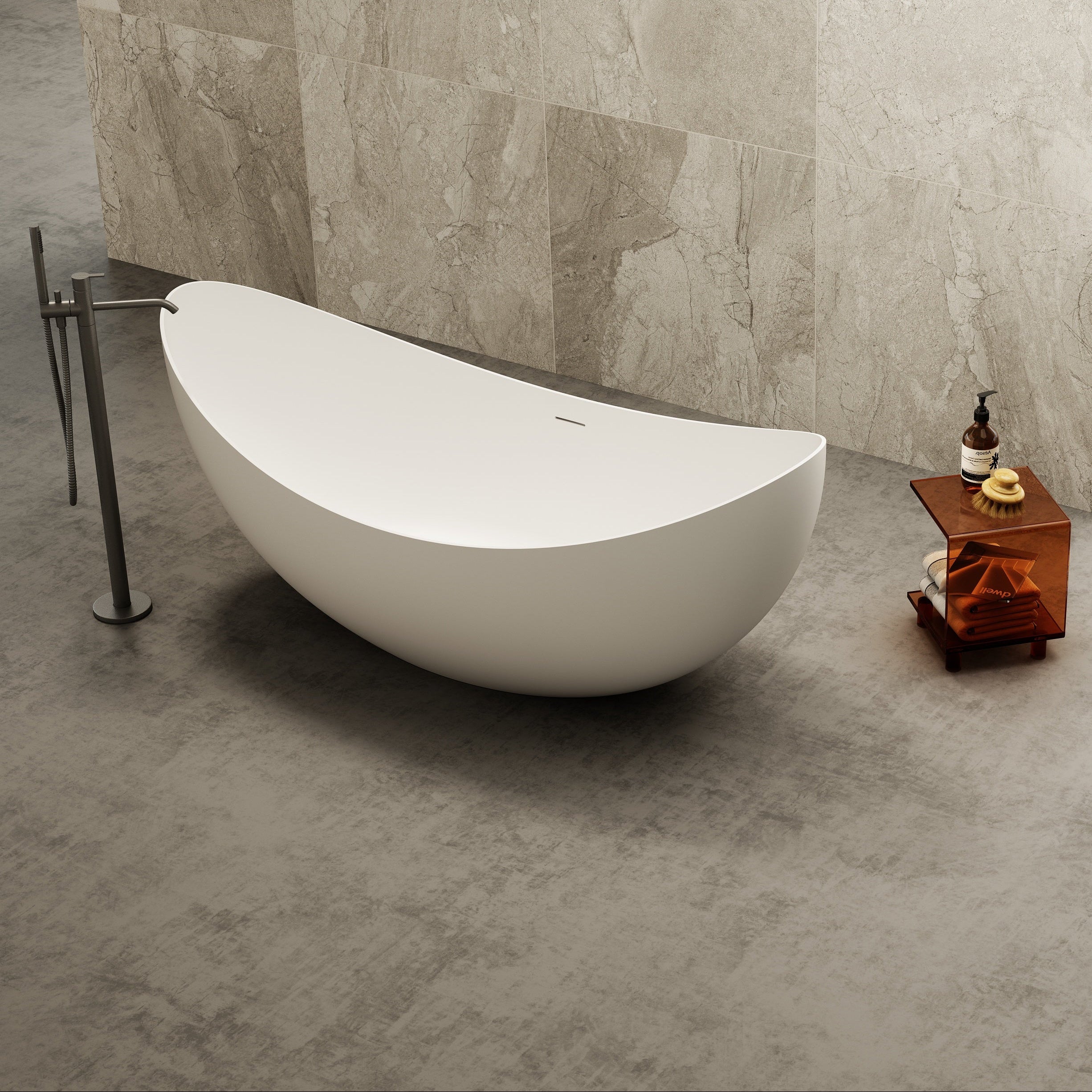 MonBlari TW-7618 Freestanding Bath-FrontView-RightTopView