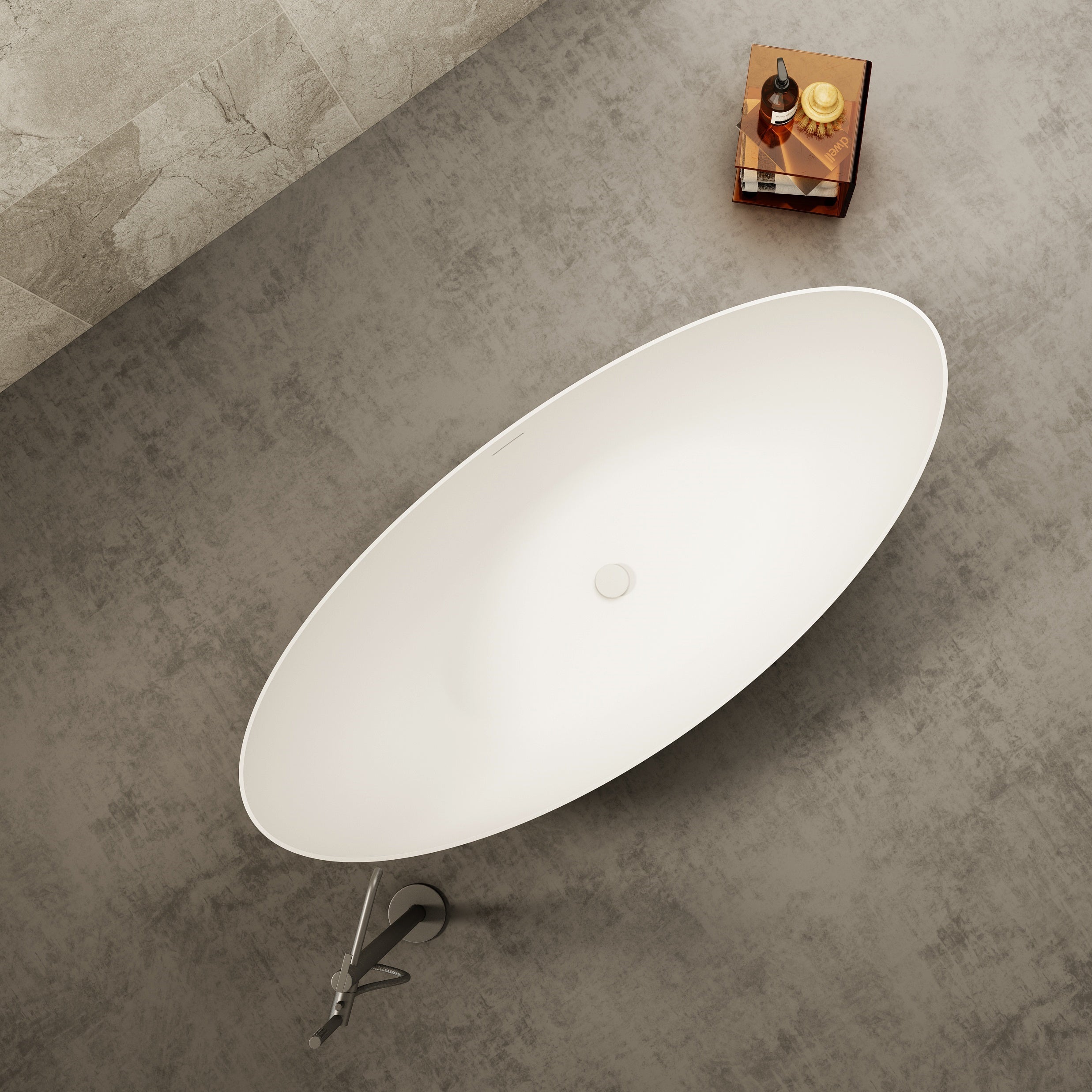 MonBlari TW-7618 Freestanding Bath-FrontView-TopView