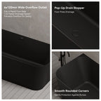 MonBlari TW-7619 Blck Acrylic Back-to-Wall Bathtub 1500mm-1700mm