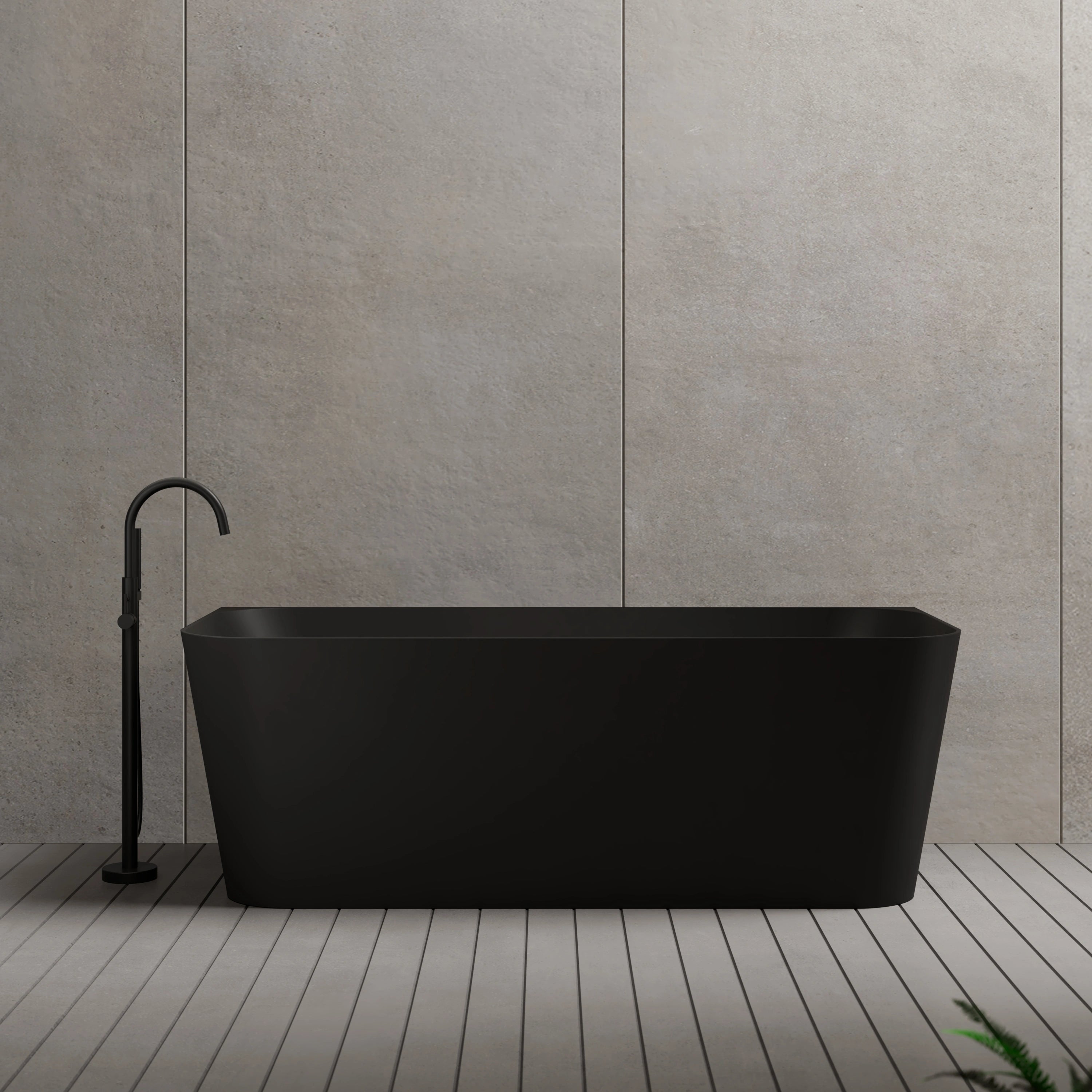 MonBlari TW-7619 Blck Acrylic Back-to-Wall Bathtub 1500mm-1700mm